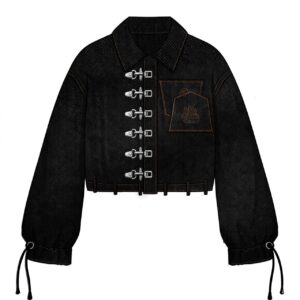 GFAMELUXE ‘‘IRON LOCK’’ CROPPED DENIM JACKET